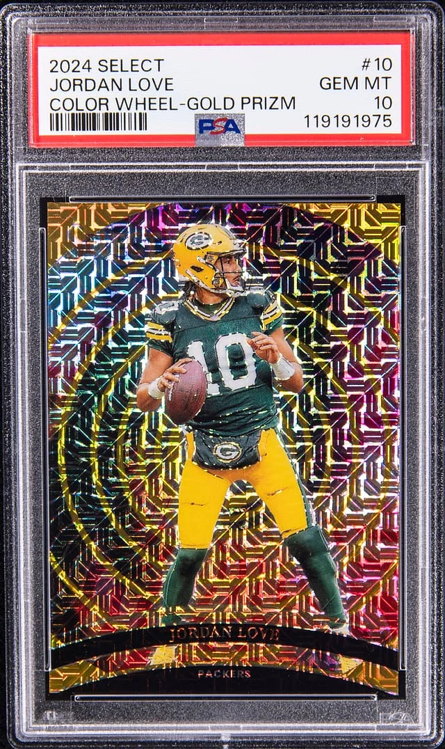 2024 Panini Select Jordan Love Color Wheel Gold Prizm #10 card image