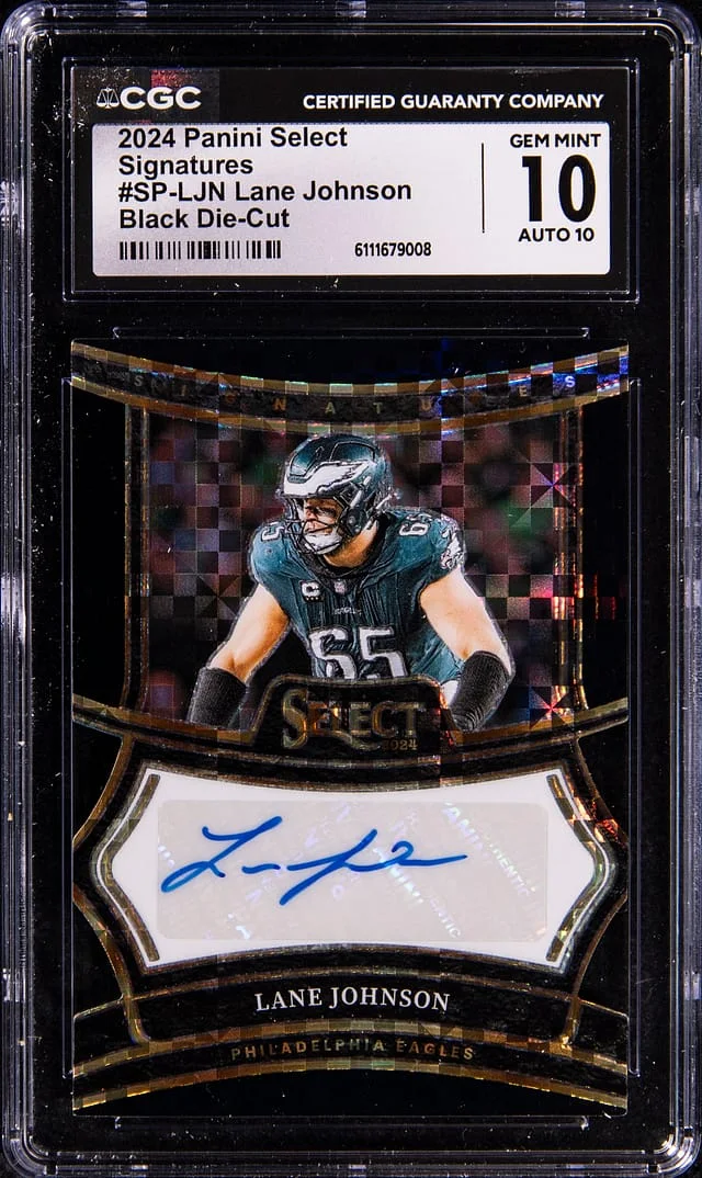 2024 Panini Select Lane Johnson Signatures Black Die-Cut #SP-LJN card image