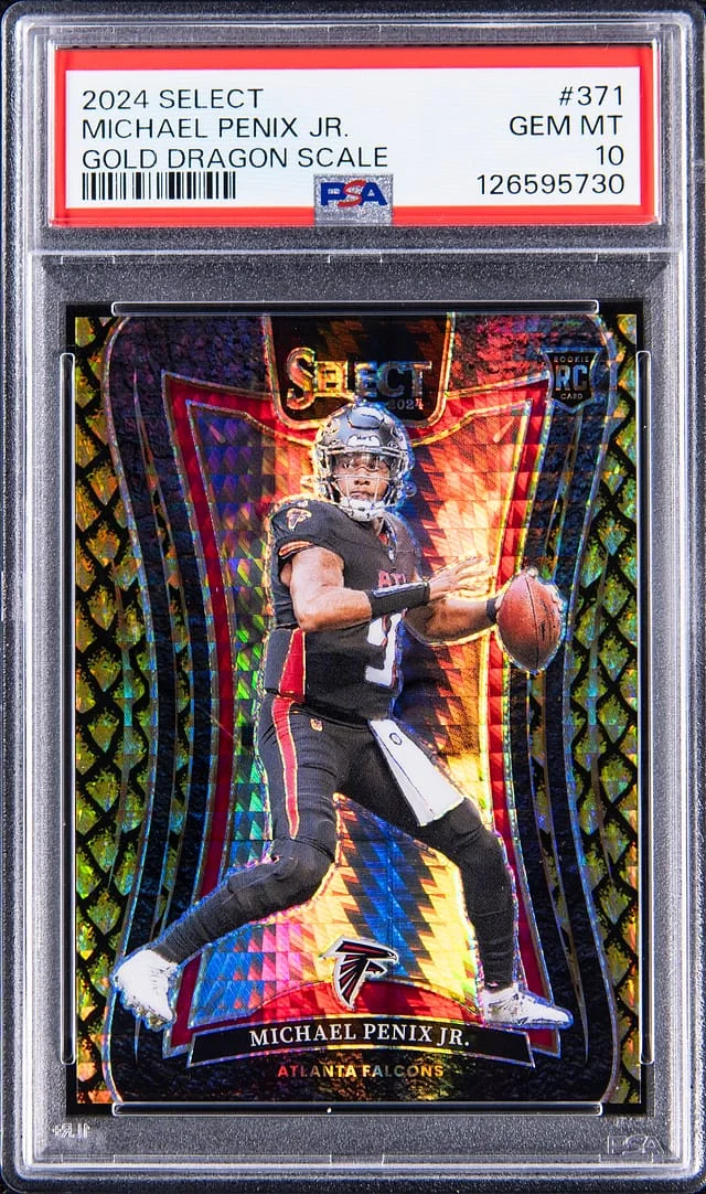 2024 Panini Select Michael Penix Jr. Gold Dragon Scale #371 card image