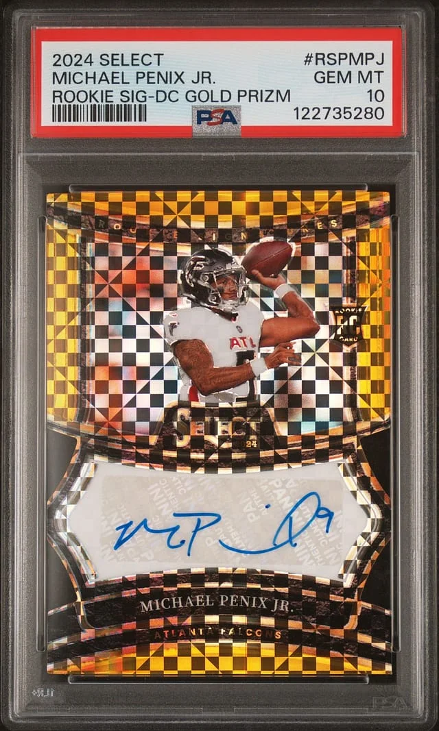 2024 Panini Select Michael Penix Jr. Signature Die Cut Gold Prizm #RSP-MPJ card image