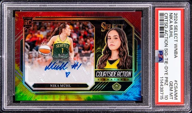 2024 Panini Select Nika Muhl WNBA Courtside Action Signatures Tie-Dye Prizm #CSANM card image