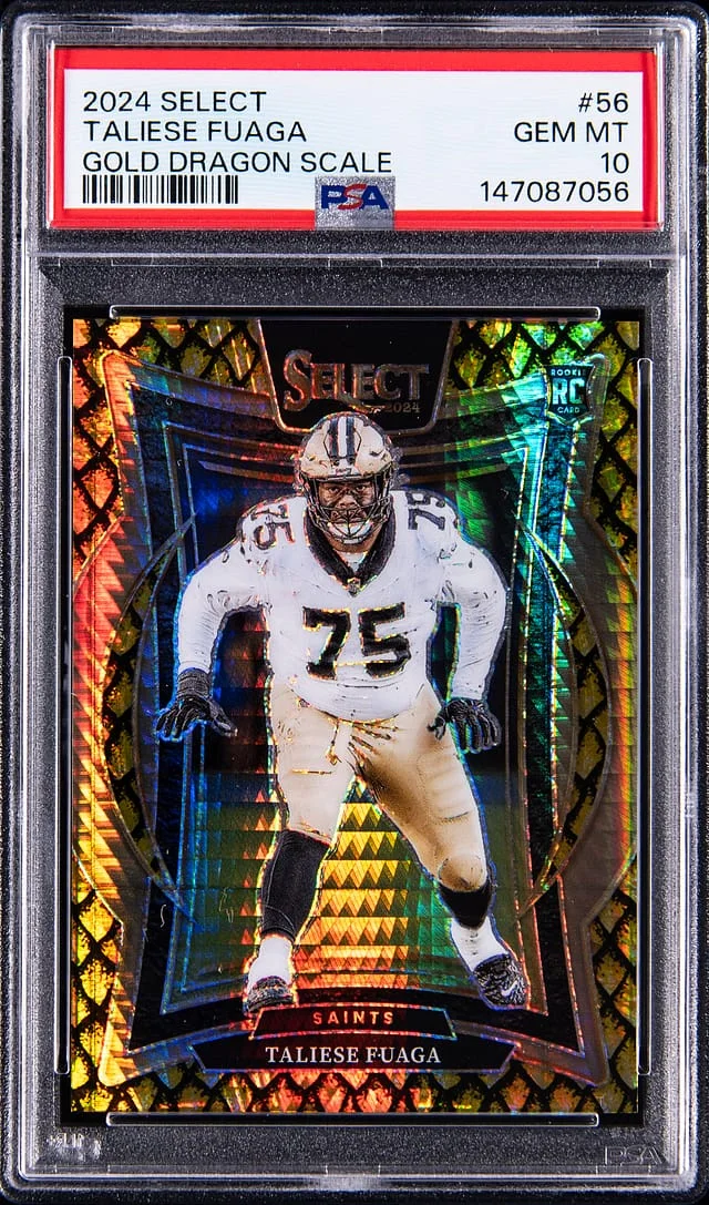 2024 Panini Select Taliese Fuaga Gold Dragon Scale Prizm #56 card image