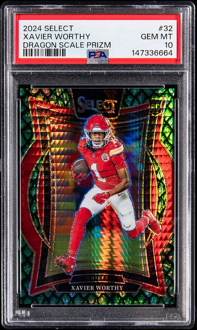 2024 Panini Select Xavier Worthy Dragon Scale Prizm #32 card image