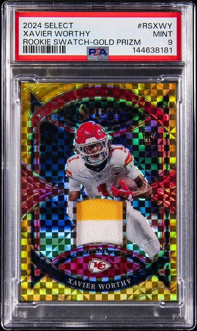 2024 Panini Select Xavier Worthy Swatch Gold Prizm #RS-XWY card image