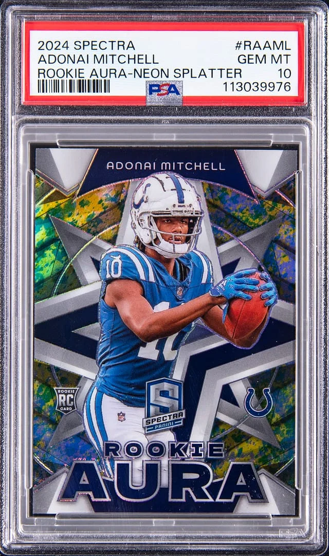 2024 Panini Spectra Adonai Mitchell Aura Neon Splatter #RA-AML card image