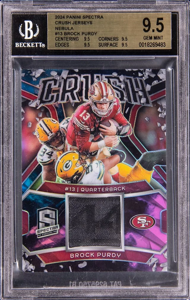 2024 Panini Spectra Brock Purdy Crush Jerseys Nebula #CRU-BPY card image
