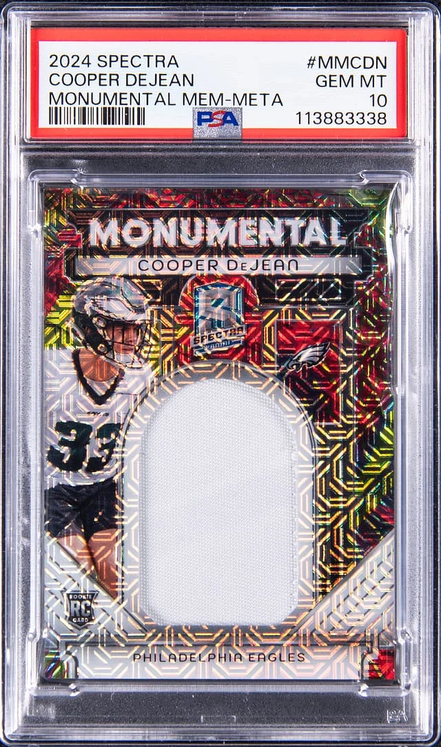 2024 Panini Spectra Cooper Dejean Monumental Memorabilia Meta #MM-CDN card image