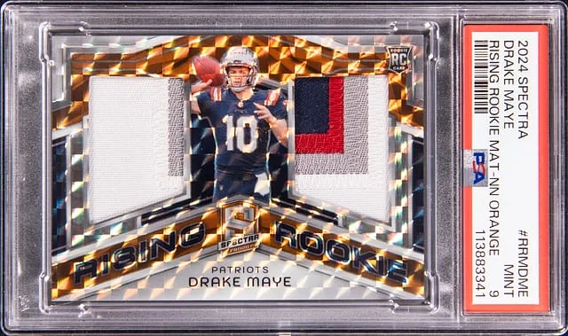 2024 Panini Spectra Drake Maye Rising Materials Neon Orange #RRM-DME card image