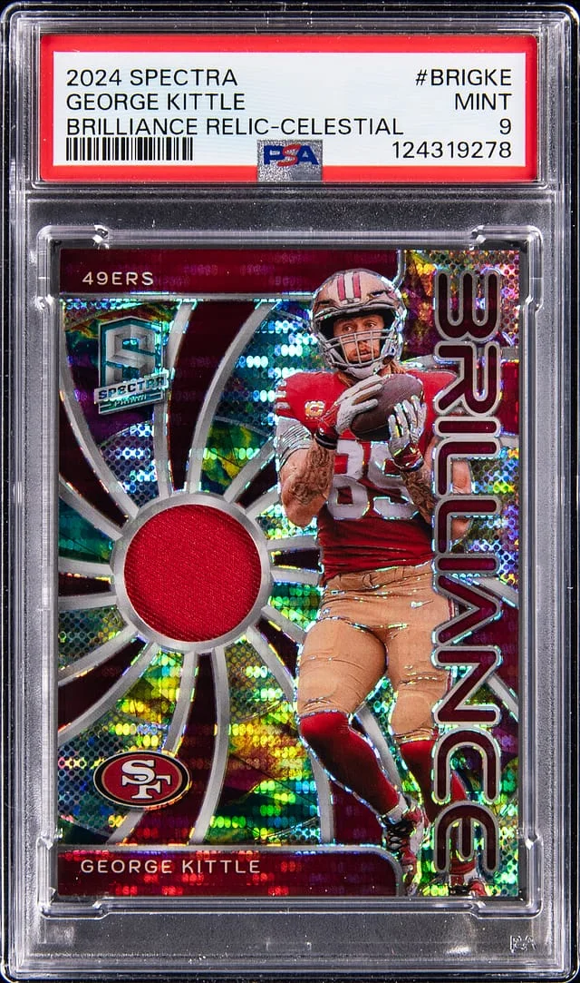 2024 Panini Spectra George Kittle Brilliance Relic Celestial #BRI-GKE card image