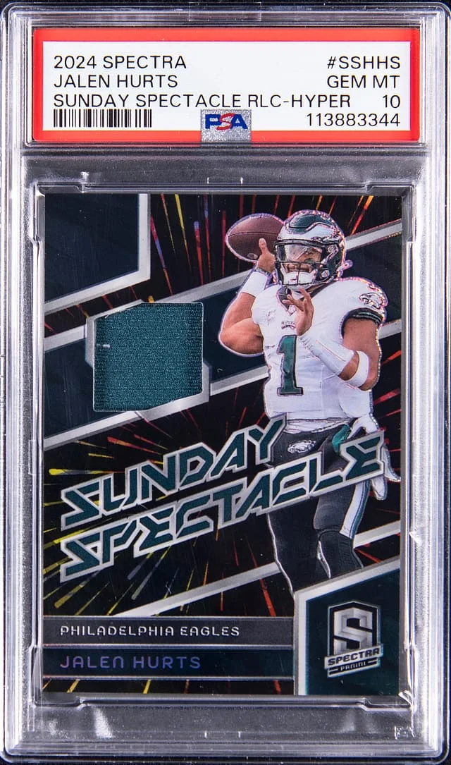 2024 Panini Spectra Jalen Hurts Sunday Spectacle Relic Hyper #SS-HHS card image