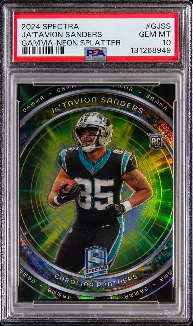 2024 Panini Spectra Ja'Tavion Sanders Gamma Neon Splatter #GJ-SS card image