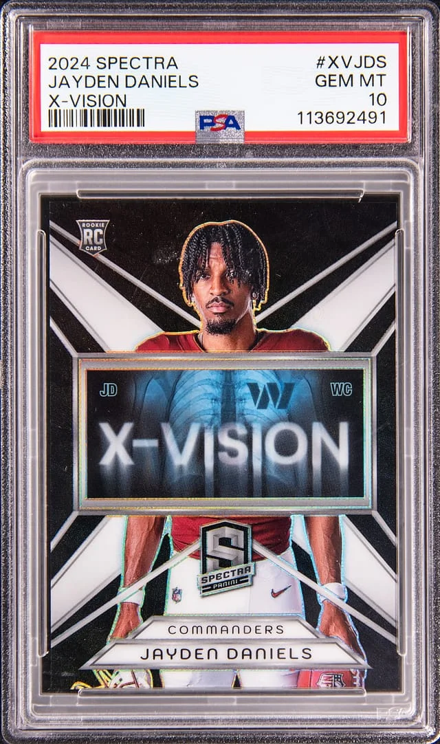 2024 Panini Spectra Jayden Daniels X-Vision #XV-JDS card image