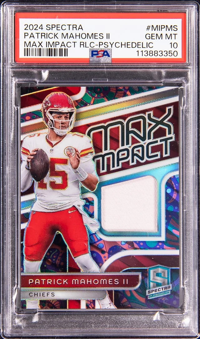 2024 Panini Spectra Patrick Mahomes II Max Impact Relic Psychedelic #MI-PMS card image