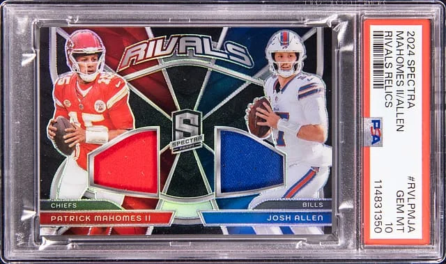 2024 Panini Spectra Patrick Mahomes II/Josh Allen Rivals Relic Hyper #RVL-PMJA card image