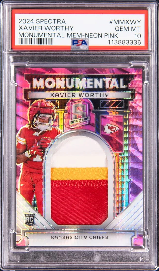 2024 Panini Spectra Xavier Worthy Monumental Memorabilia Astral #MM-XWY card image