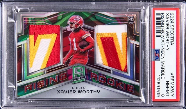 2024 Panini Spectra Xavier Worthy Rising Material Neon Marble #RRM-XWY card image