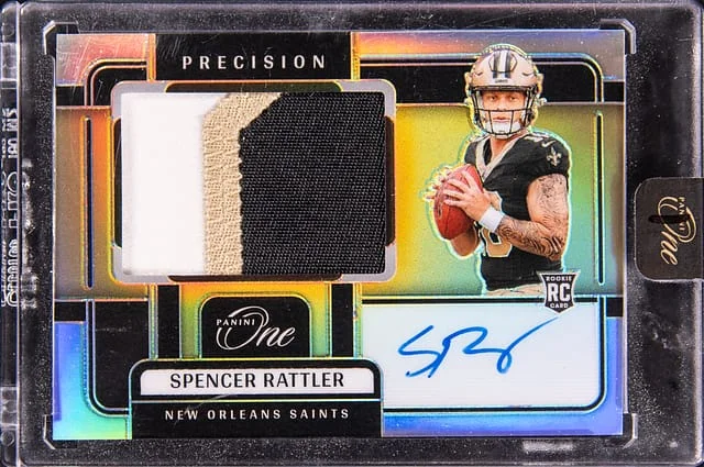 2024 Panini Spencer Rattler One Precision Patch Autographs #315 card image