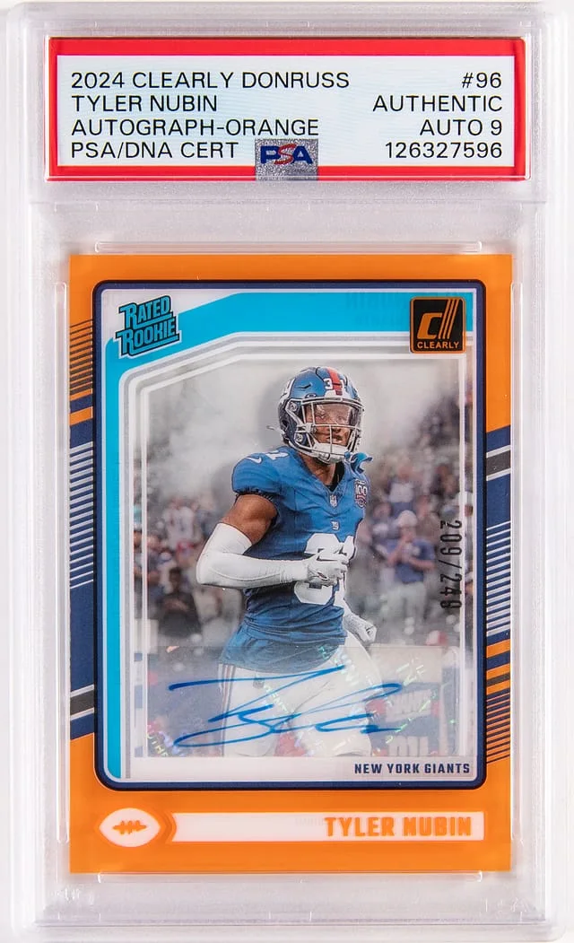 2024 Panini Tyler Nubin Clearly Donruss Rated Autograph Orange #96 card image