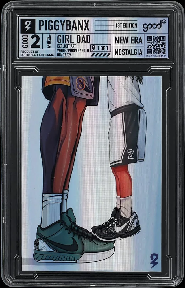 2024 PiggyBanx Good 2 Edition Kobe Bryant Girl Dad White/Purple/Gold Beam Variation - PiggyBanx Encapsulated #1st card image