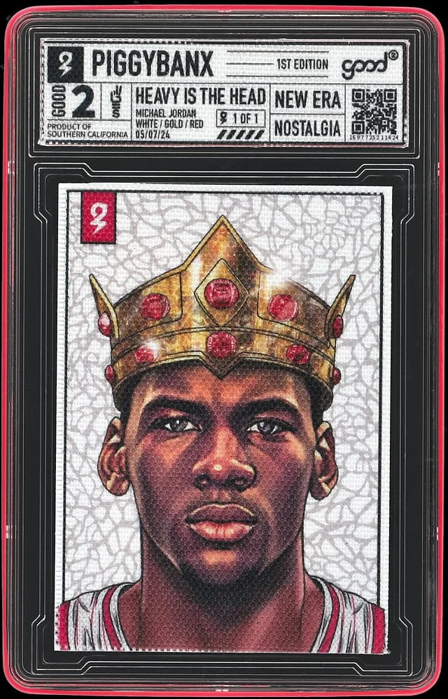 2024 PiggyBanx Good 2 Edition White/Gold/Red Canvas Heavy Is The Head Michael Jordan - PiggyBanx Encapsulated - With Original Box #1st card image