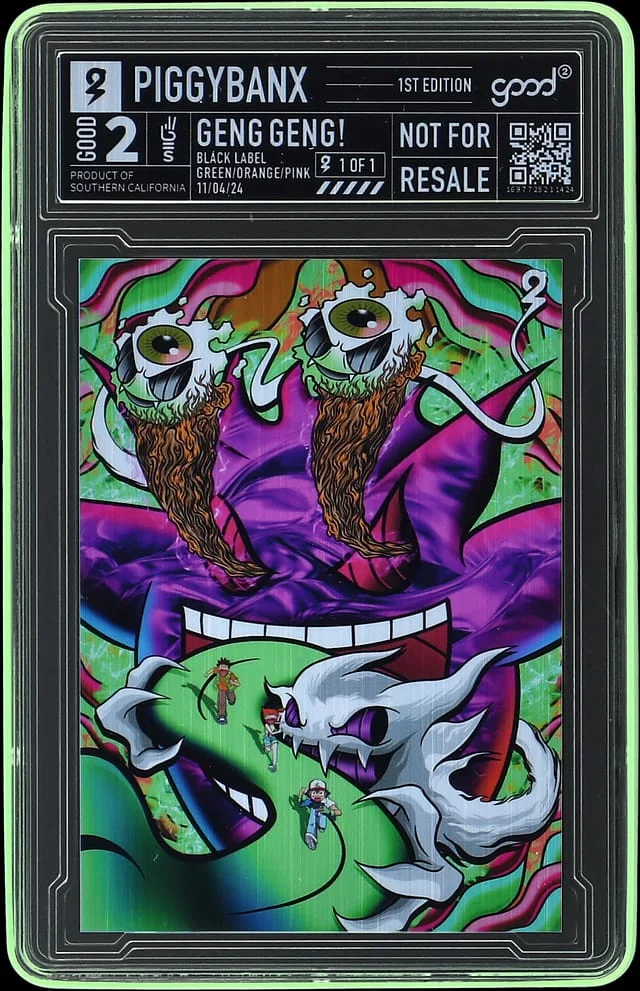 2024 PiggyBanx Good Geng Geng! Green/Orange/Pink Black Label - PiggyBanx Encapsulated - With Original Box #2 card image