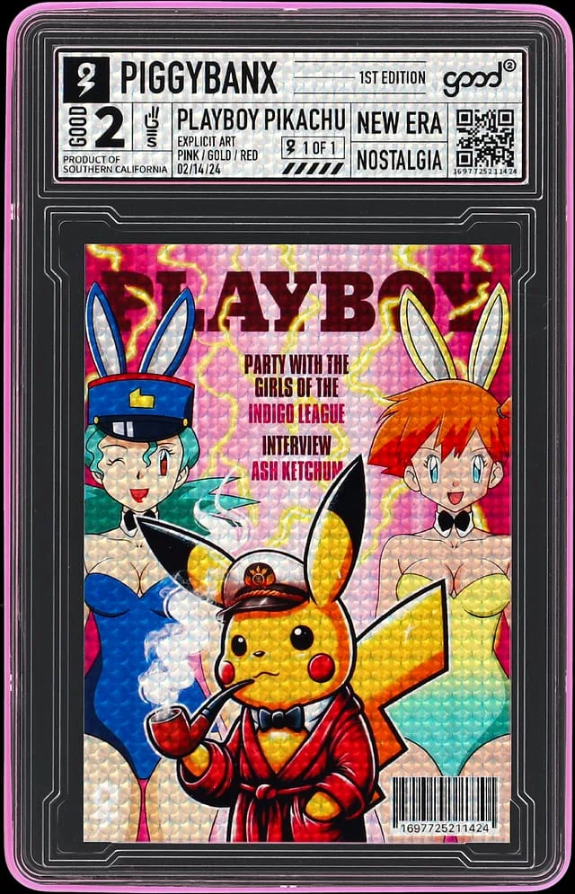 2024 PiggyBanx Good Pink/Gold/Red Snake Skin Playboy Pikachu - PiggyBanx Encapsulated - With Original Box #2 card image