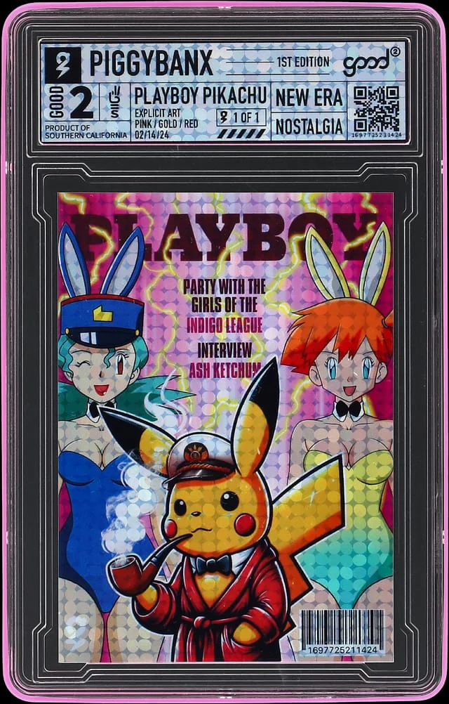 2024 PiggyBanx Good Playboy Pikachu Pink/Gold/Red - PiggyBanx Encapsulated - With Original Box #2 card image