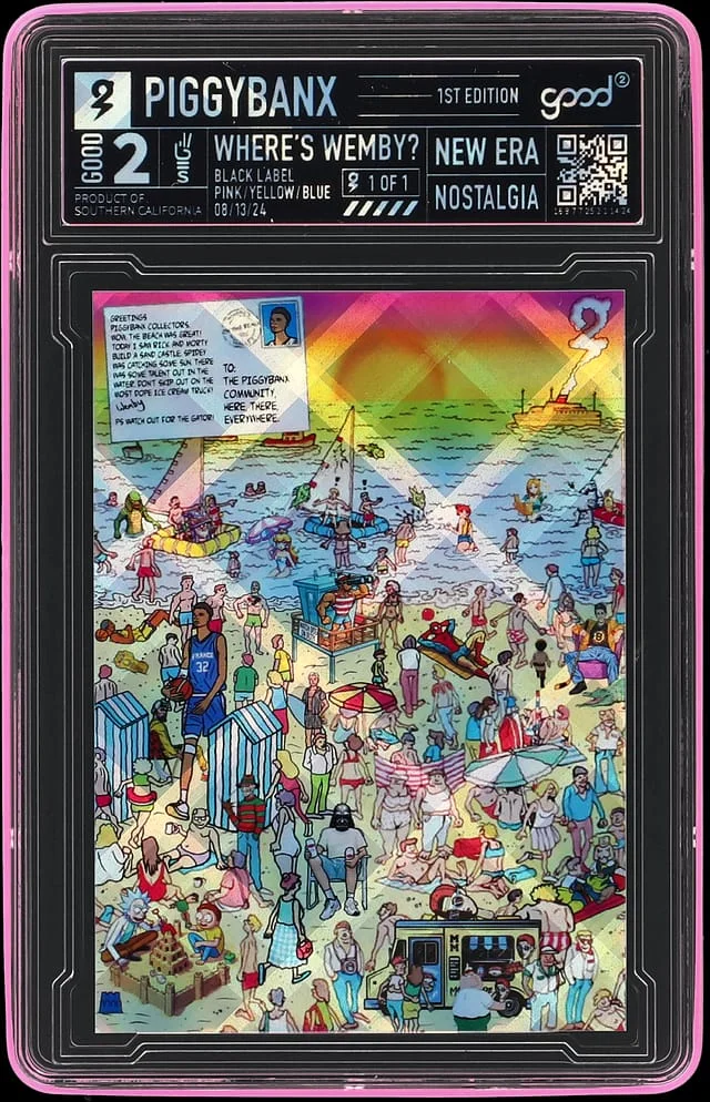 2024 PiggyBanx Good Where's Wemby? Victor Wembanyama Pink/Yellow/Blue Black Label - PiggyBanx Encapsulated - With Original Box #2 card image