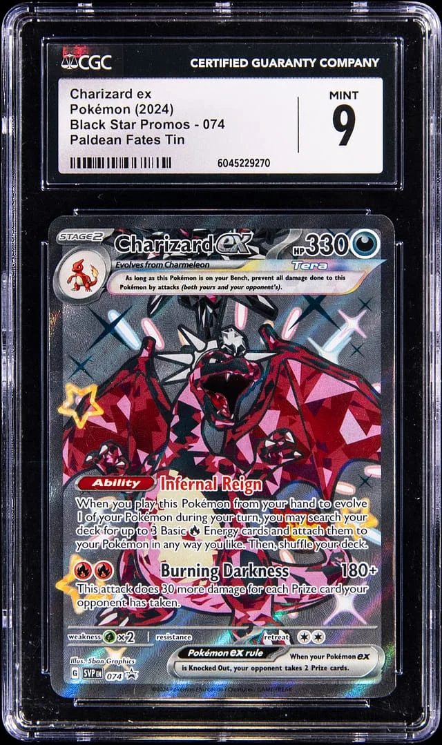 2024 Pokemon Black Star Promos Paldean Fates Tin Charizard ex #074 card image