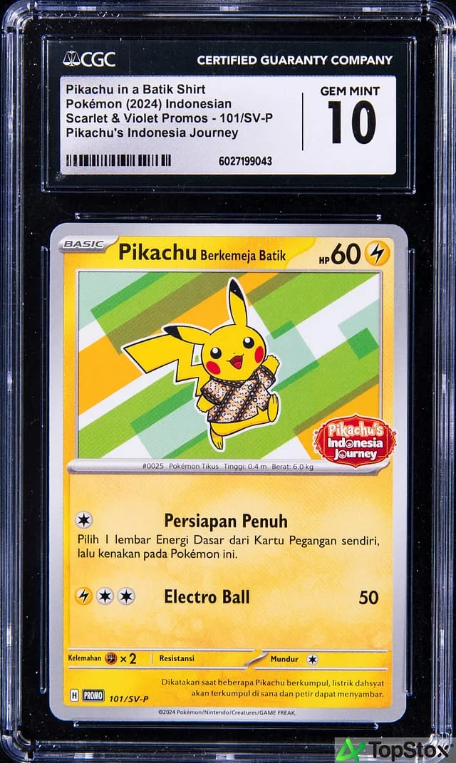 2024 Pokemon Indonesian Scarlet & Violet Promo Pikachu's Indonesia Journey Pikachu in a Batik Shirt #101 card image