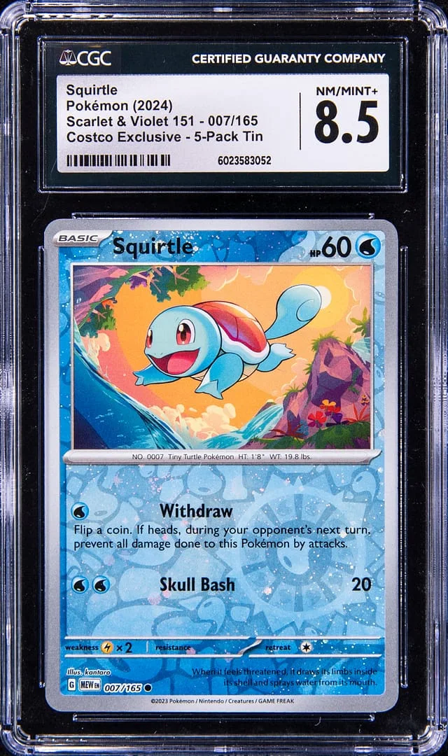 2024 Pokemon Scarlet & Violet 151 Costco Exclusive 5-Pack Tin Squirtle - NM/MINT+ 8.5 #007 card image