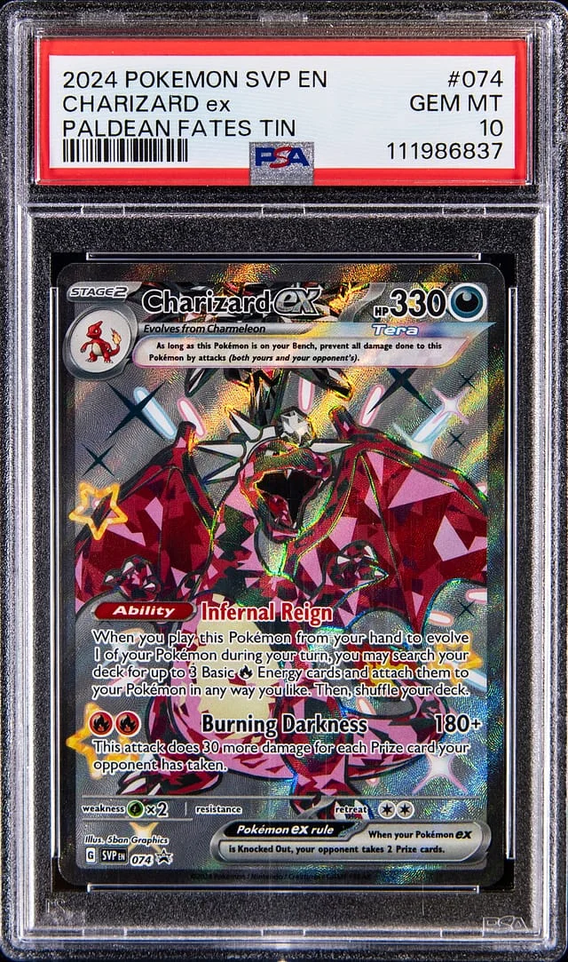 2024 Pokemon Scarlet & Violet Promo Paldean Fates Tin Charizard ex #074 card image