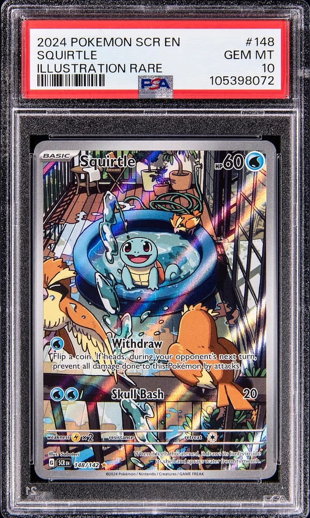 2024 Pokemon Scarlet & Violet Stellar Crown Illustration Rare Squirtle #148 card image