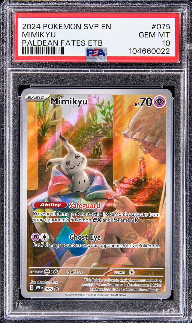 2024 Pokemon Scarlett & Violet Promo English Paldean Fates Elite Trainer Box Mimikyu #075 card image