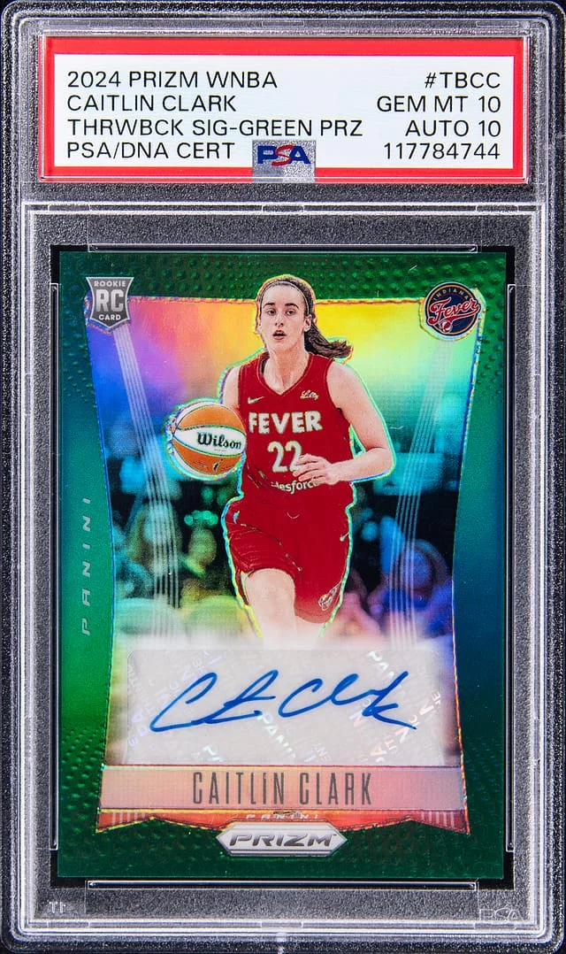 2024 Prizm Caitlin Clark WNBA Throwback Signatures Green Prizm #TB-CC card image