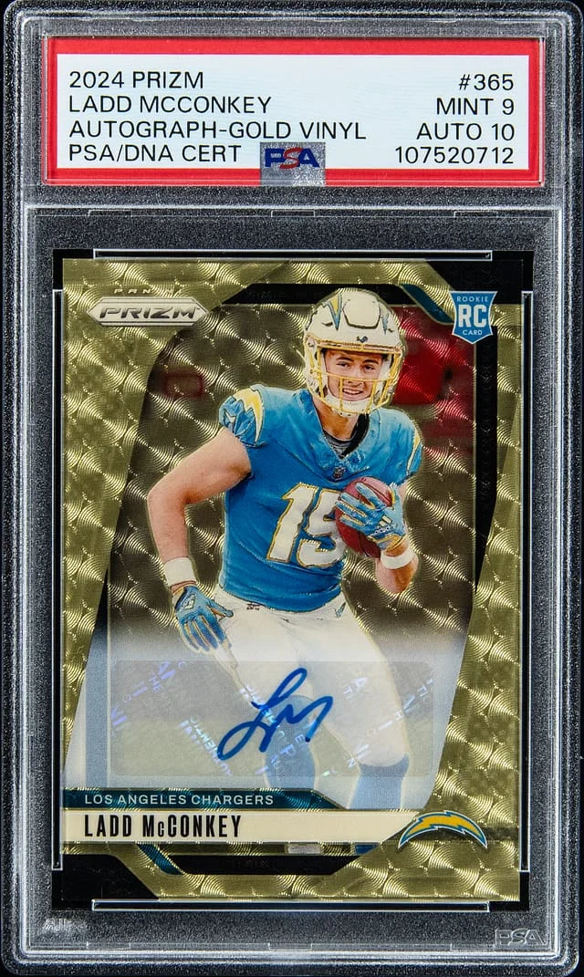2024 Prizm Ladd McConkey Autograph Gold Vinyl #365 card image