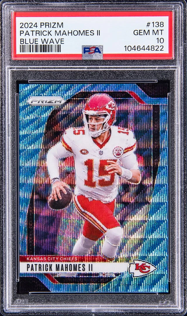 2024 Prizm Patrick Mahomes II Blue Wave #138 card image