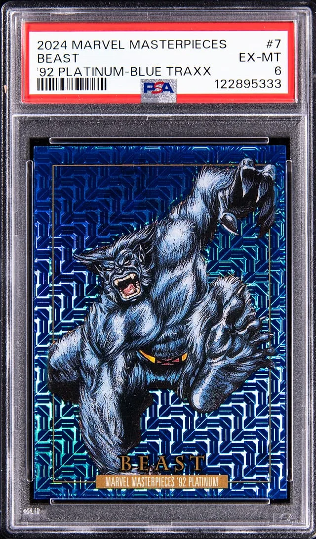 2024 SkyBox Beast Marvel Masterpieces '92 Platinum Blue Traxx #7 card image