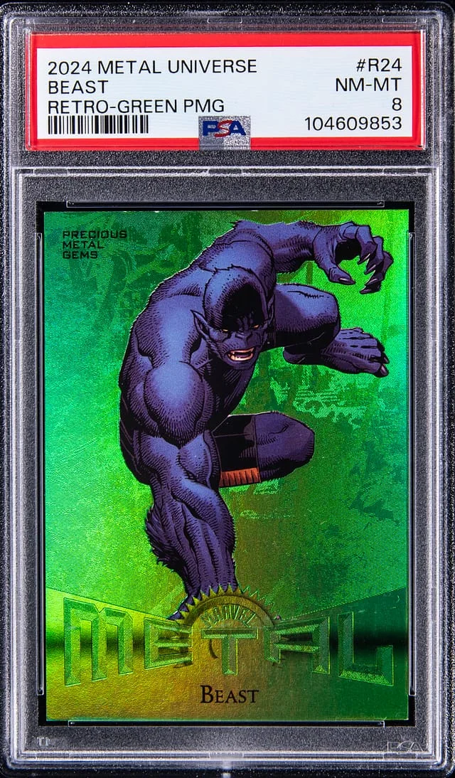 2024 SkyBox Beast Marvel Metal Universe Avengers Retro Precious Metal Gems (PMG) Green #R-24 card image