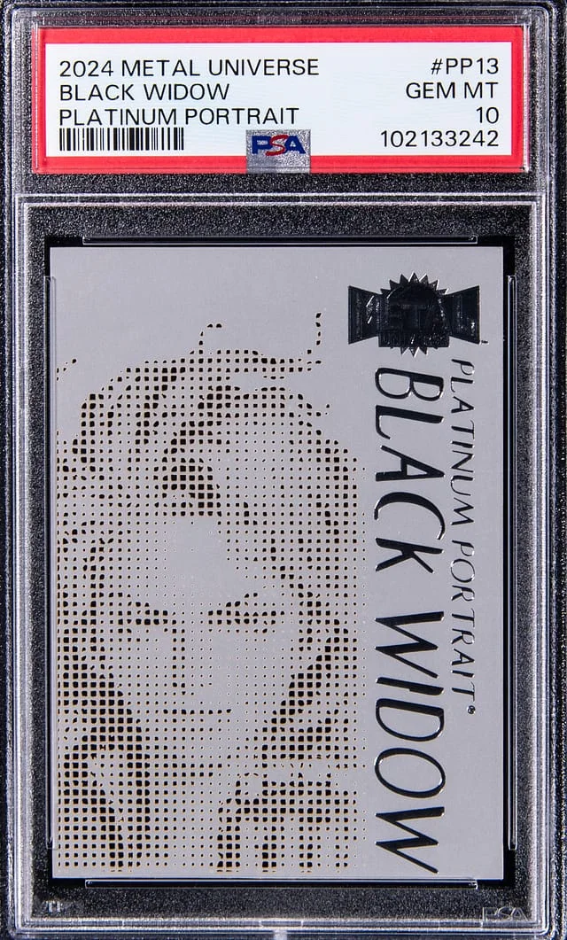 2024 SkyBox Black Widow Marvel Metal Universe Avengers Platinum Portrait #PP-13 card image