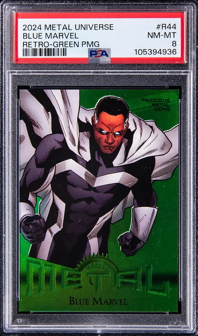 2024 SkyBox Blue Marvel Marvel Metal Universe Avengers Retro Precious Metal Gems (PMG) Green #R-44 card image