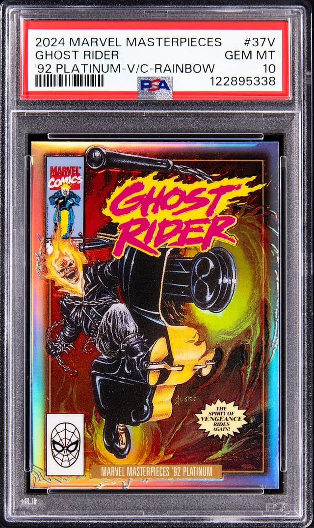 2024 SkyBox Ghost Rider Marvel Masterpieces '92 Platinum V/C Rainbow #37V card image