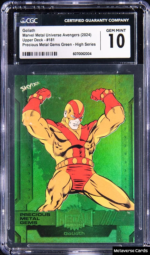 2024 SkyBox Goliath Marvel Metal Universe Avengers Precious Metal Games (PMG) Green #181 card image