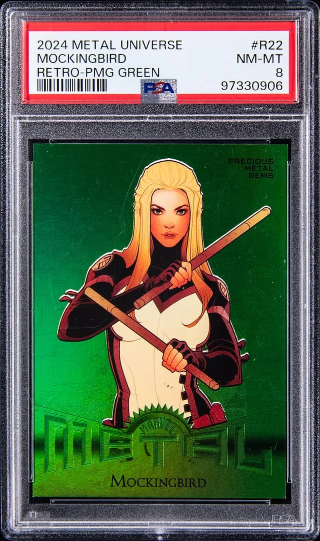 2024 SkyBox Marvel Metal Universe Avengers Retro Precious Metal Gems (PMG) Green#R-22 Mockingbird #no-number card image