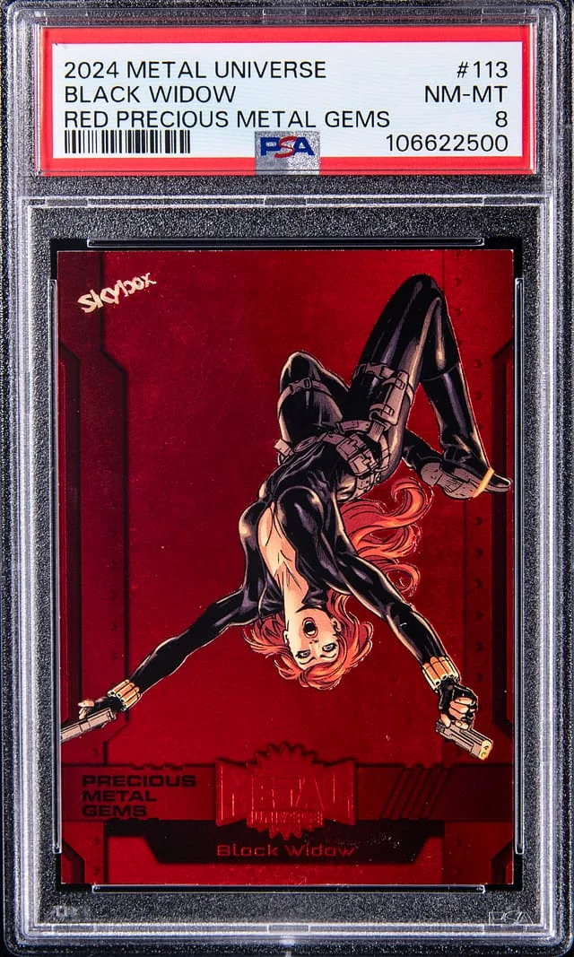 2024 SkyBox Metal Universe Black Widow Precious Metal Gems (PMG) Red #113 card image