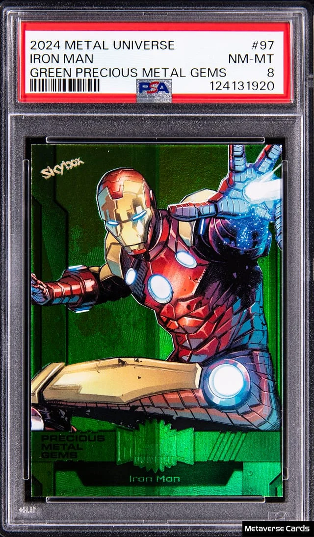 2024 SkyBox Metal Universe Iron Man Precious Metal Gems (PMG) Green #97 card image