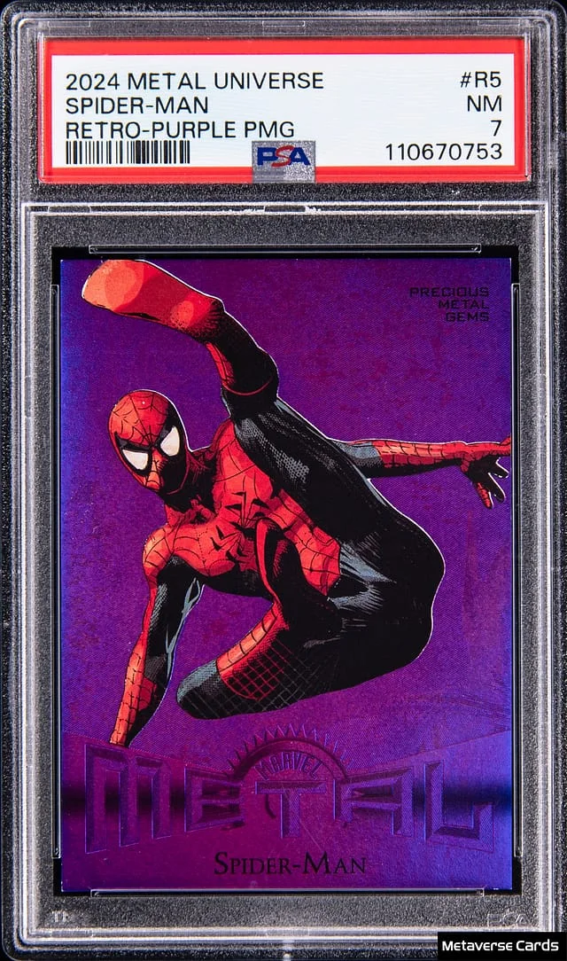 2024 SkyBox Metal Universe Spider-Man Avengers Retro Red Precious Metal Gems (PMG) #R-5 card image