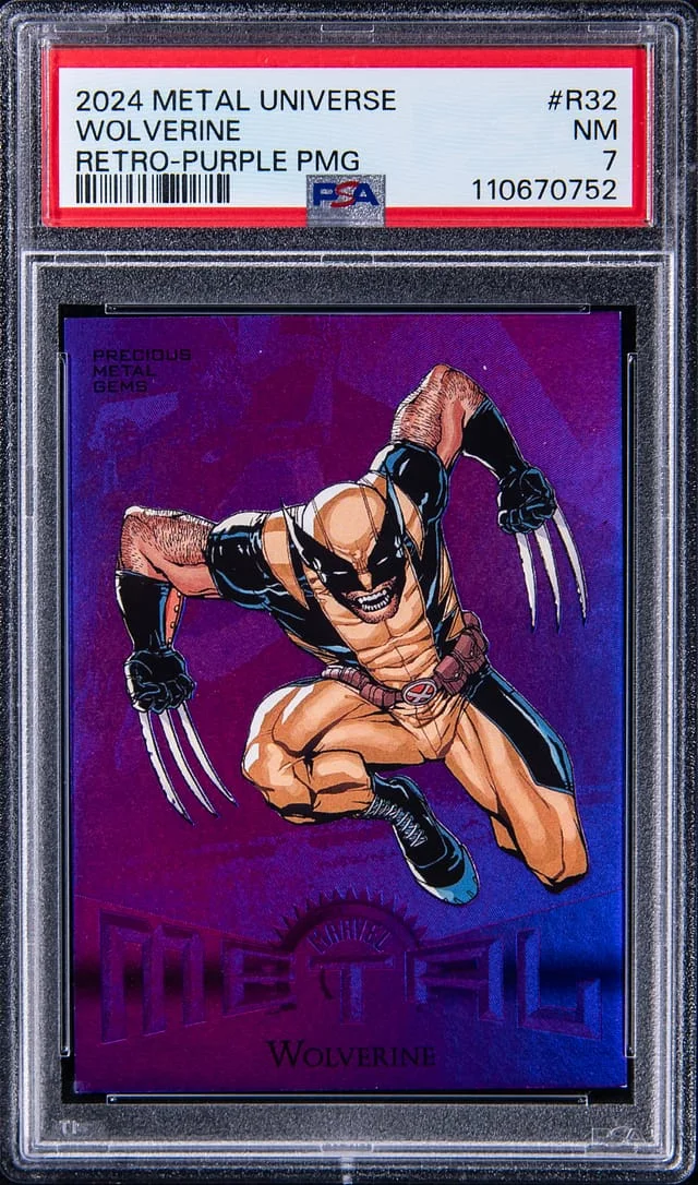 2024 SkyBox Wolverine Marvel Metal Universe Avengers Retro Precious Metal Gems (PMG) Purple #R-32 card image