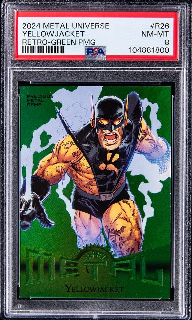 2024 SkyBox Yellowjacket Marvel Metal Universe Avengers Retro Precious Metal Gems (PMG) Green #R-26 card image