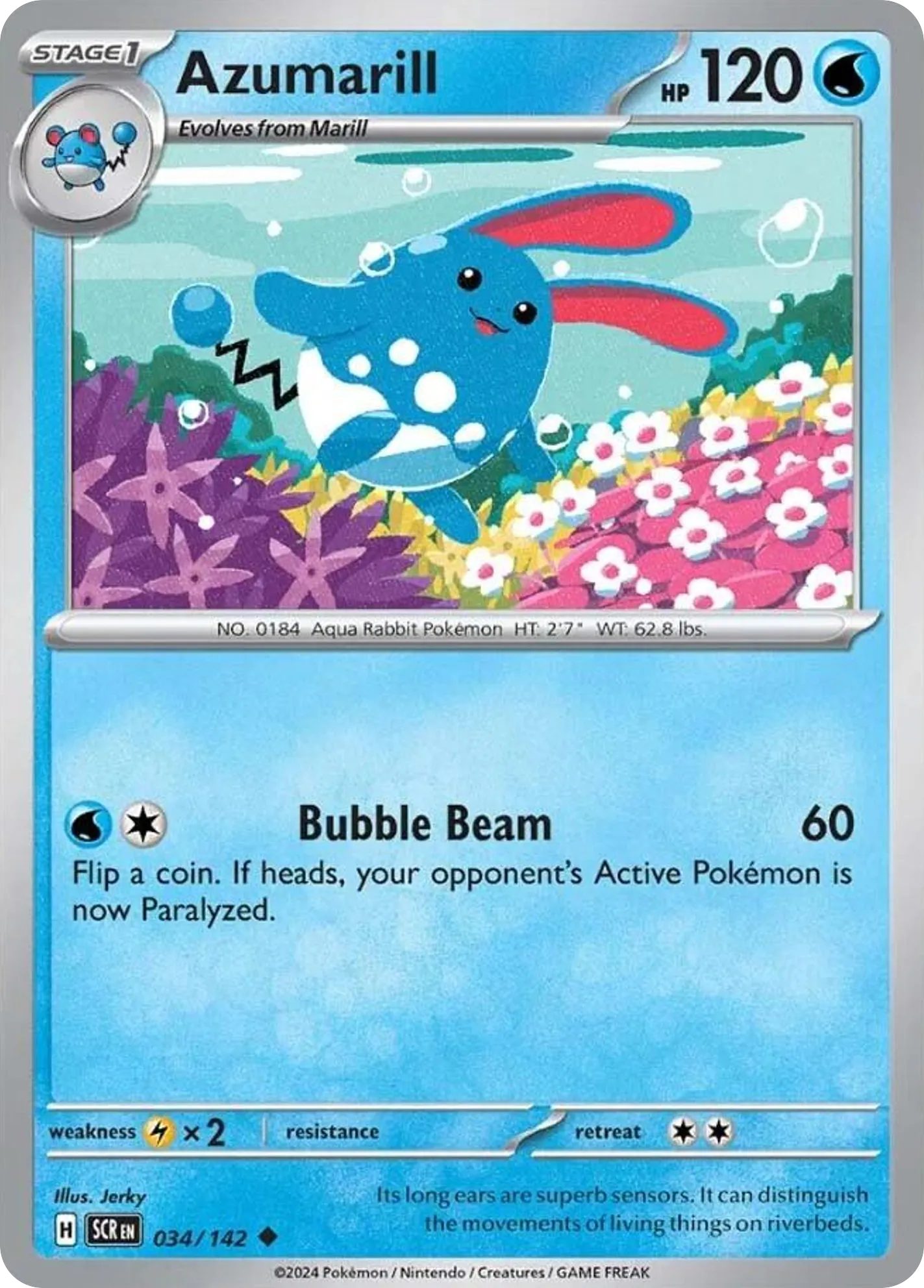 2024 Stellar Crown Azumarill Uncommon #034/142 Uncommon card image